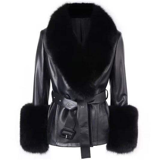 Laura leather coat- black