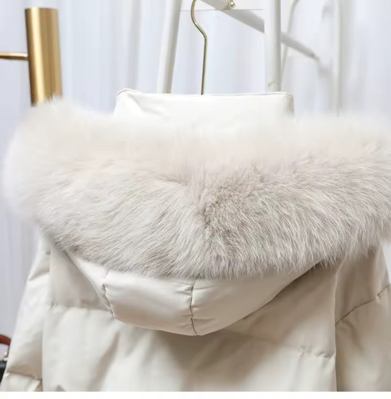Dina down coat- fake fur beige