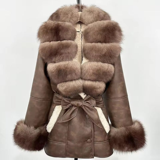 Jennie fur jacket- dark brown/intense brown
