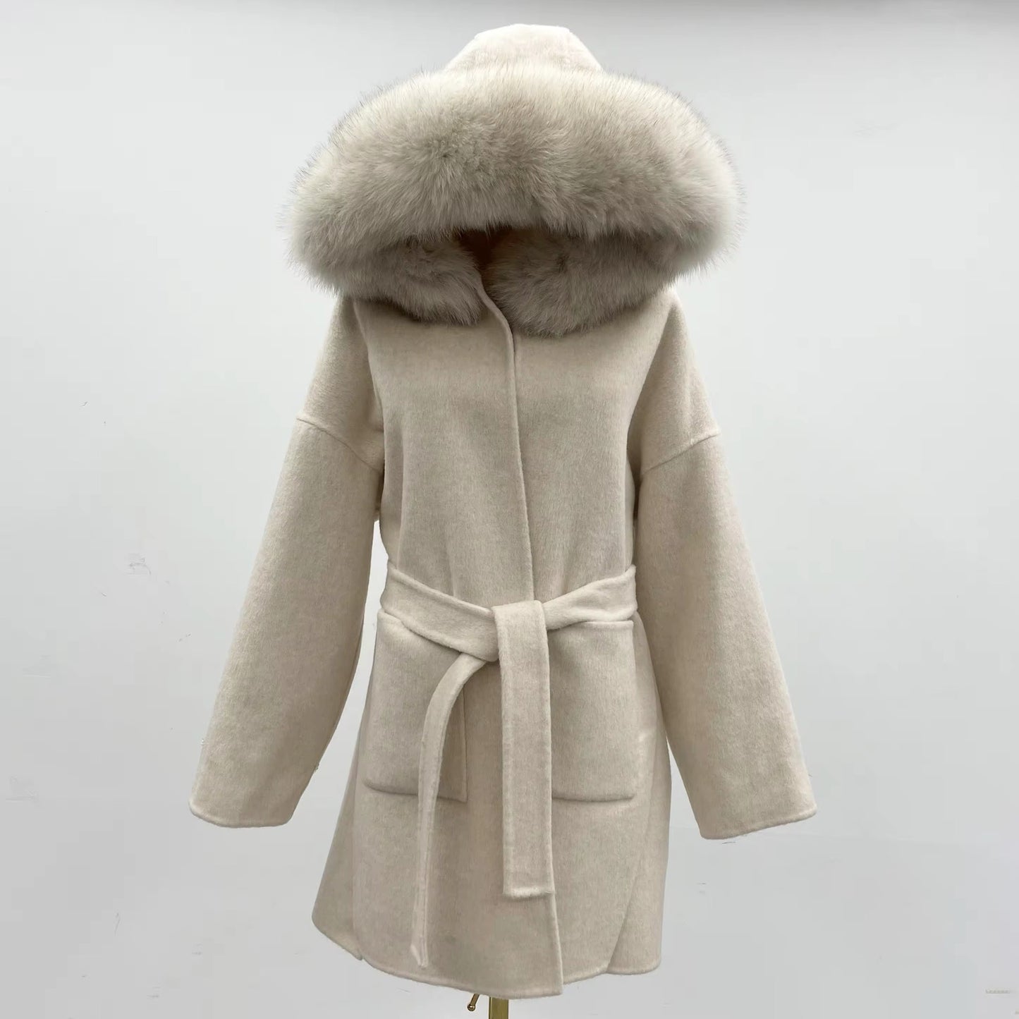 Noelia fur coat- beige