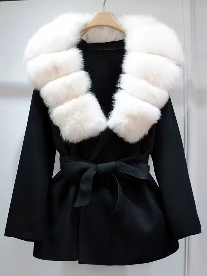Mona fur coat- black/white