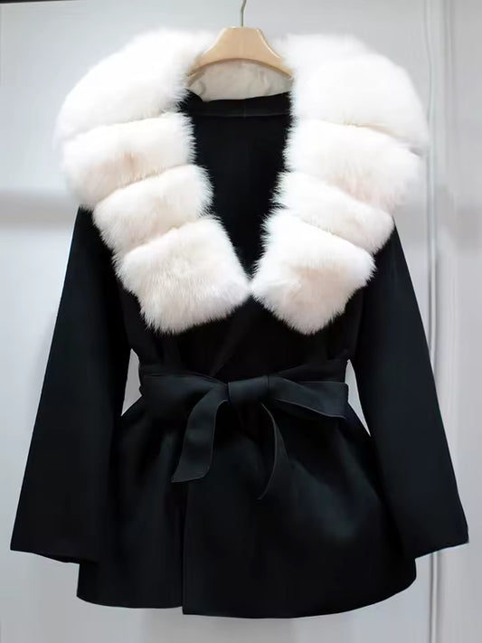 Mona fur coat- black/white