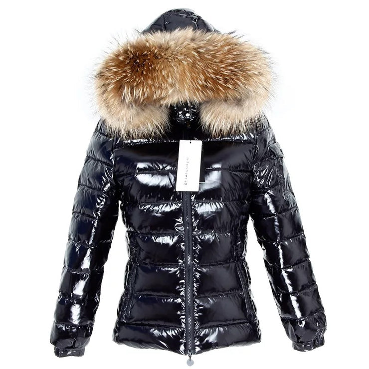 Gia short light down coat- black/brown