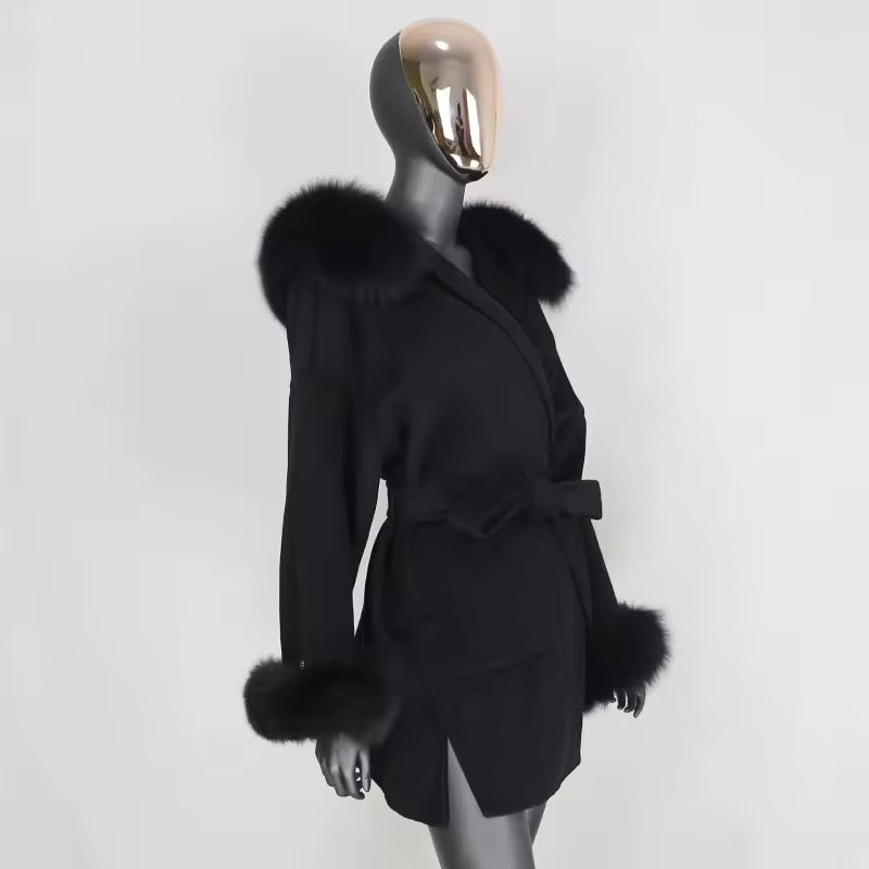Noelia fur coat plus- black