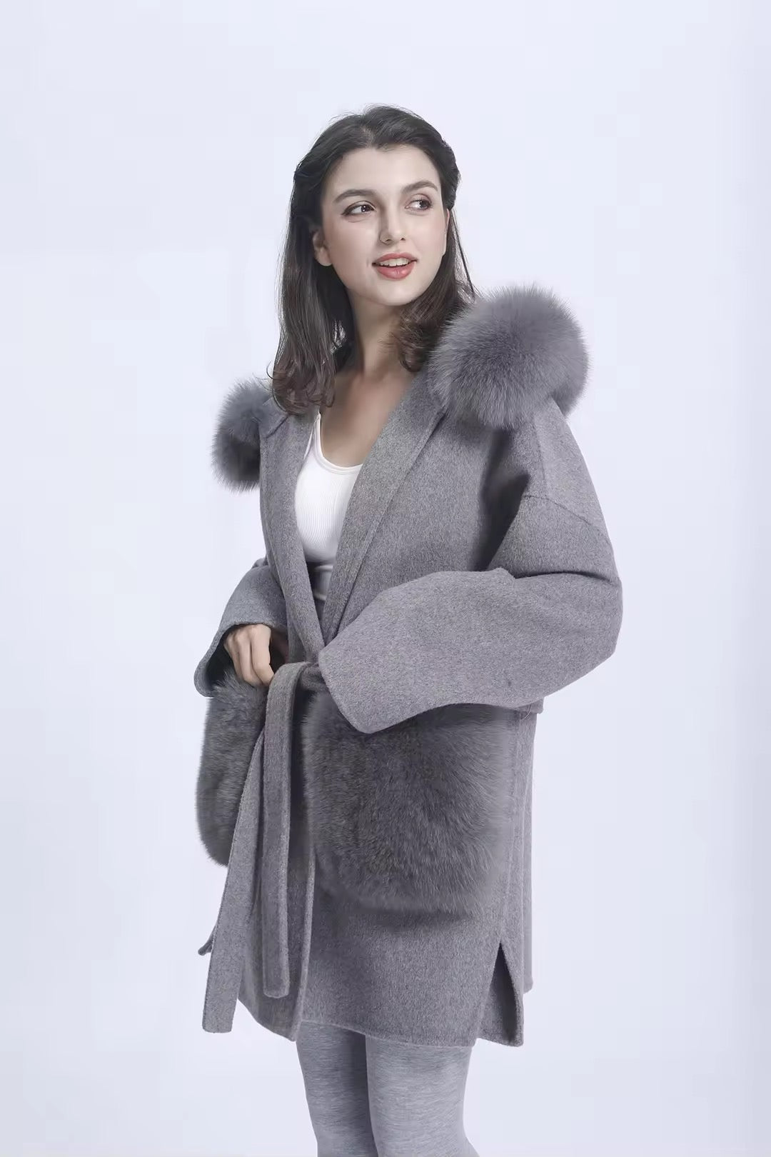 Noelia fur coat extra- grey