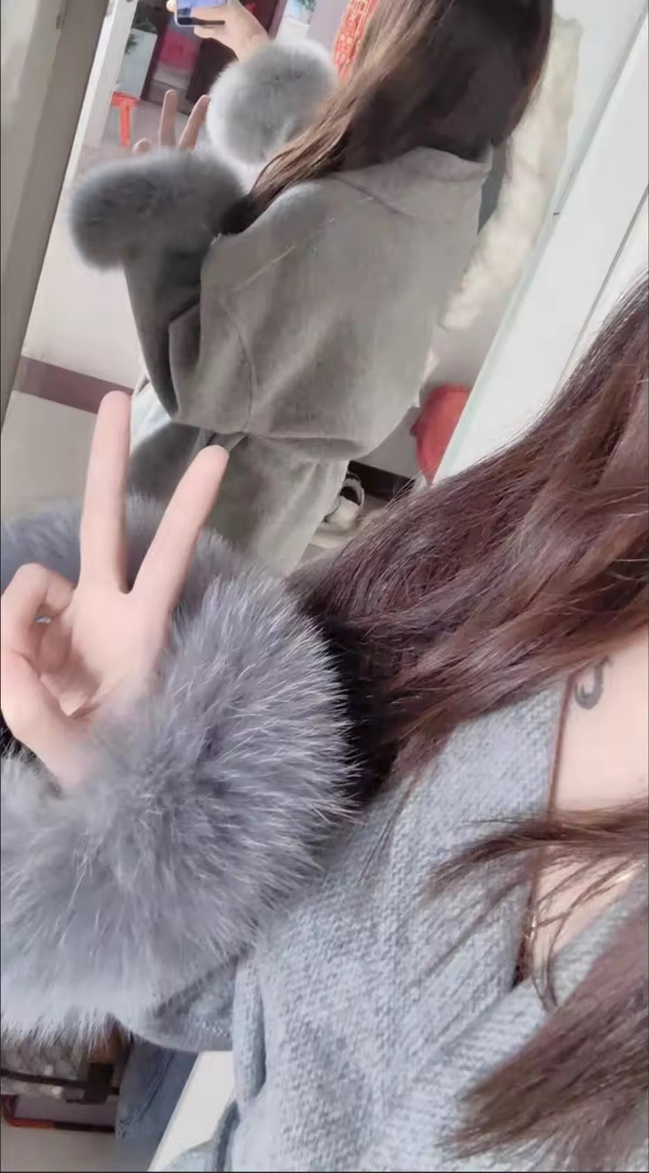 Betsy fake fur coat- grey