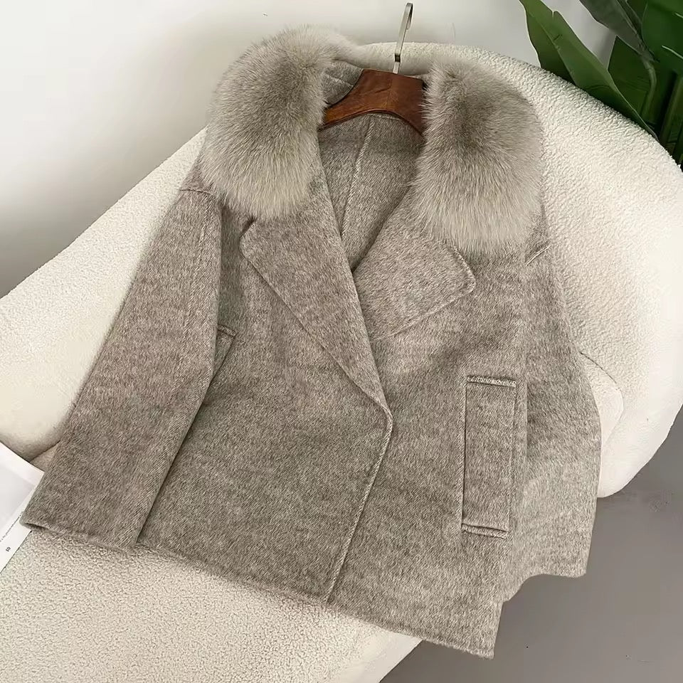Ida wool fur jacket- dark beige