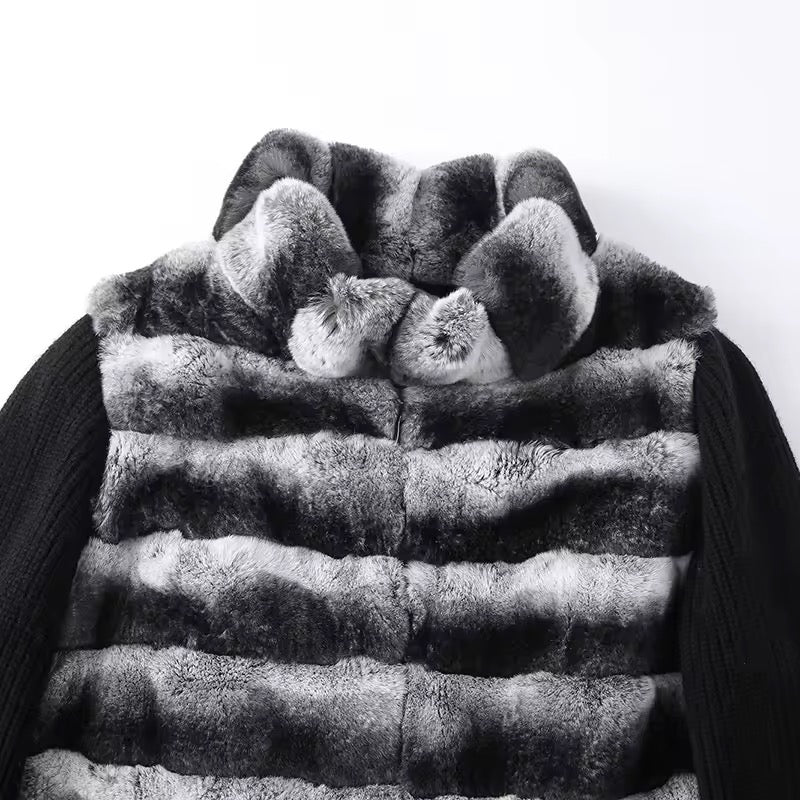 Victoria fur jacket- black/grey