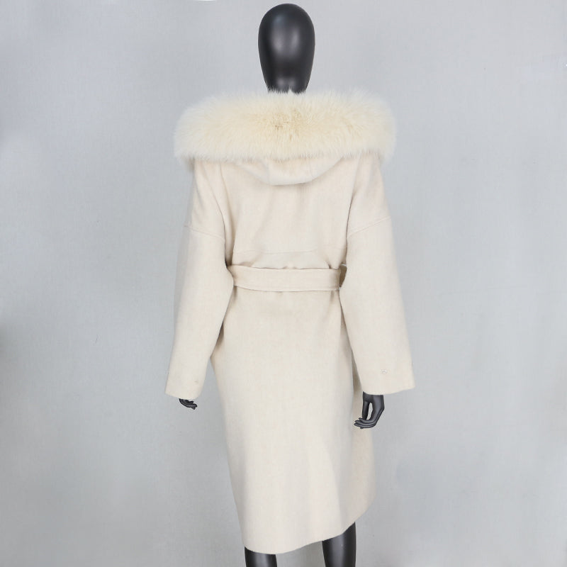 Noelia fur coat long- beige