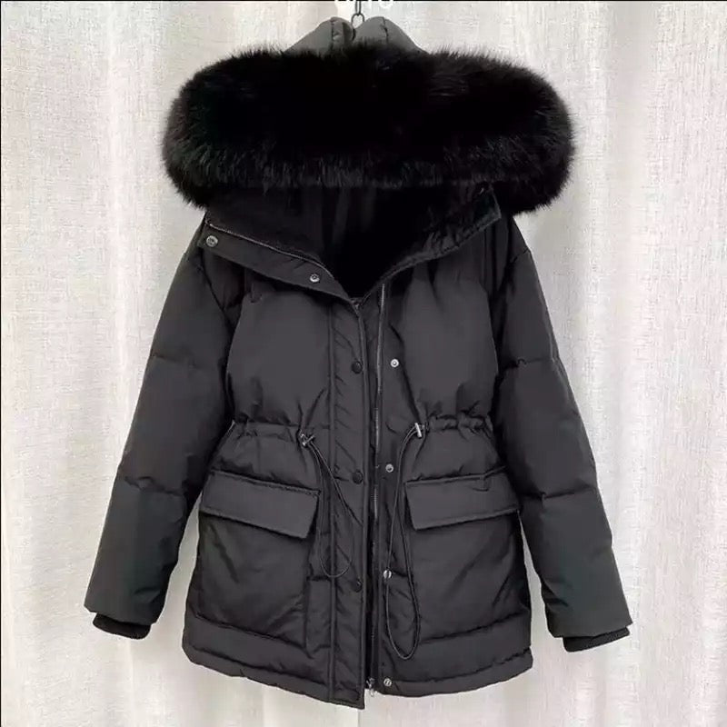 Dina down coat- fake fur black