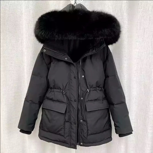 Dina down coat- fake fur black