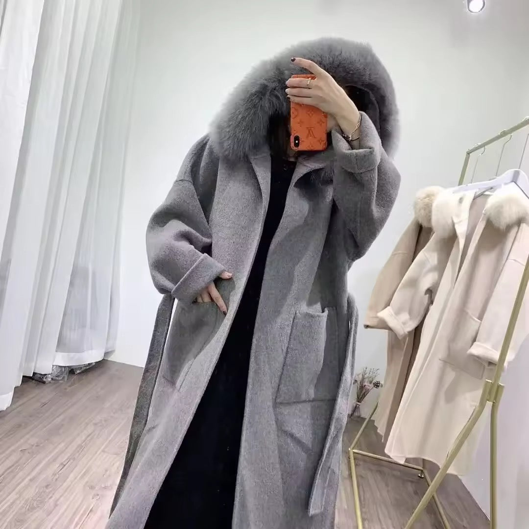 Noelia fur coat long- grey