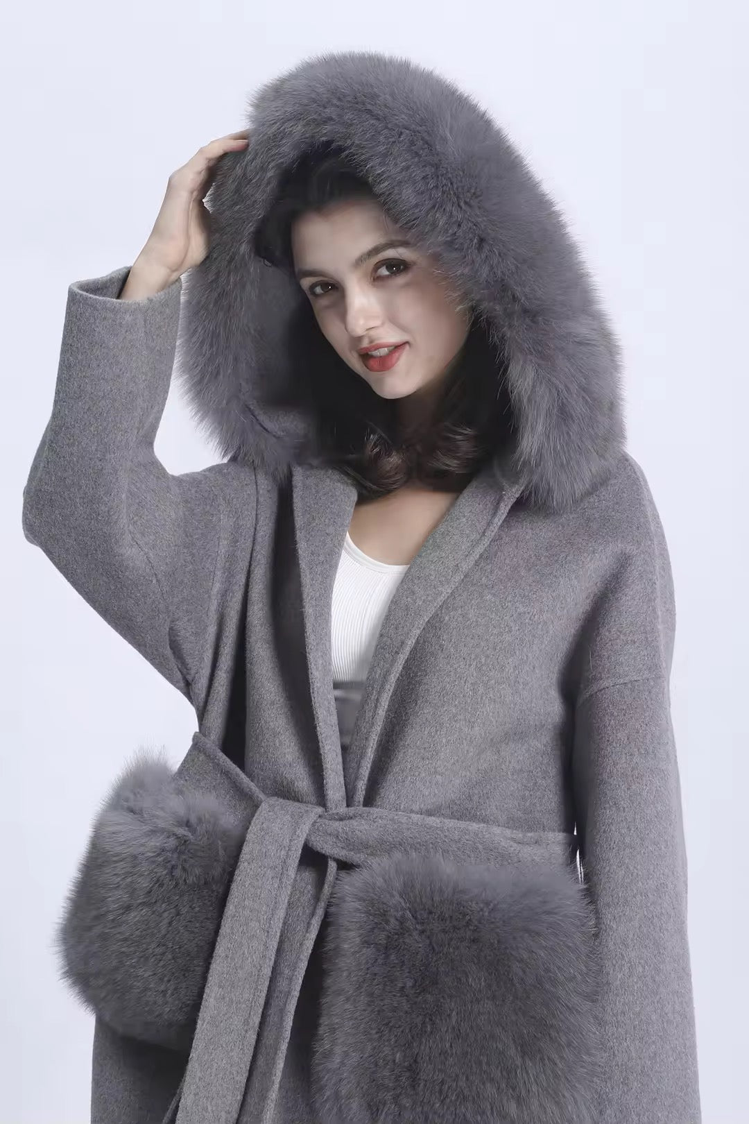 Noelia fur coat extra- grey