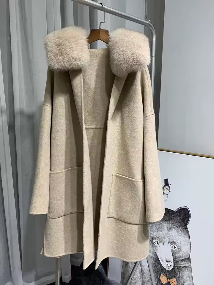 Noelia fur coat- warm beige