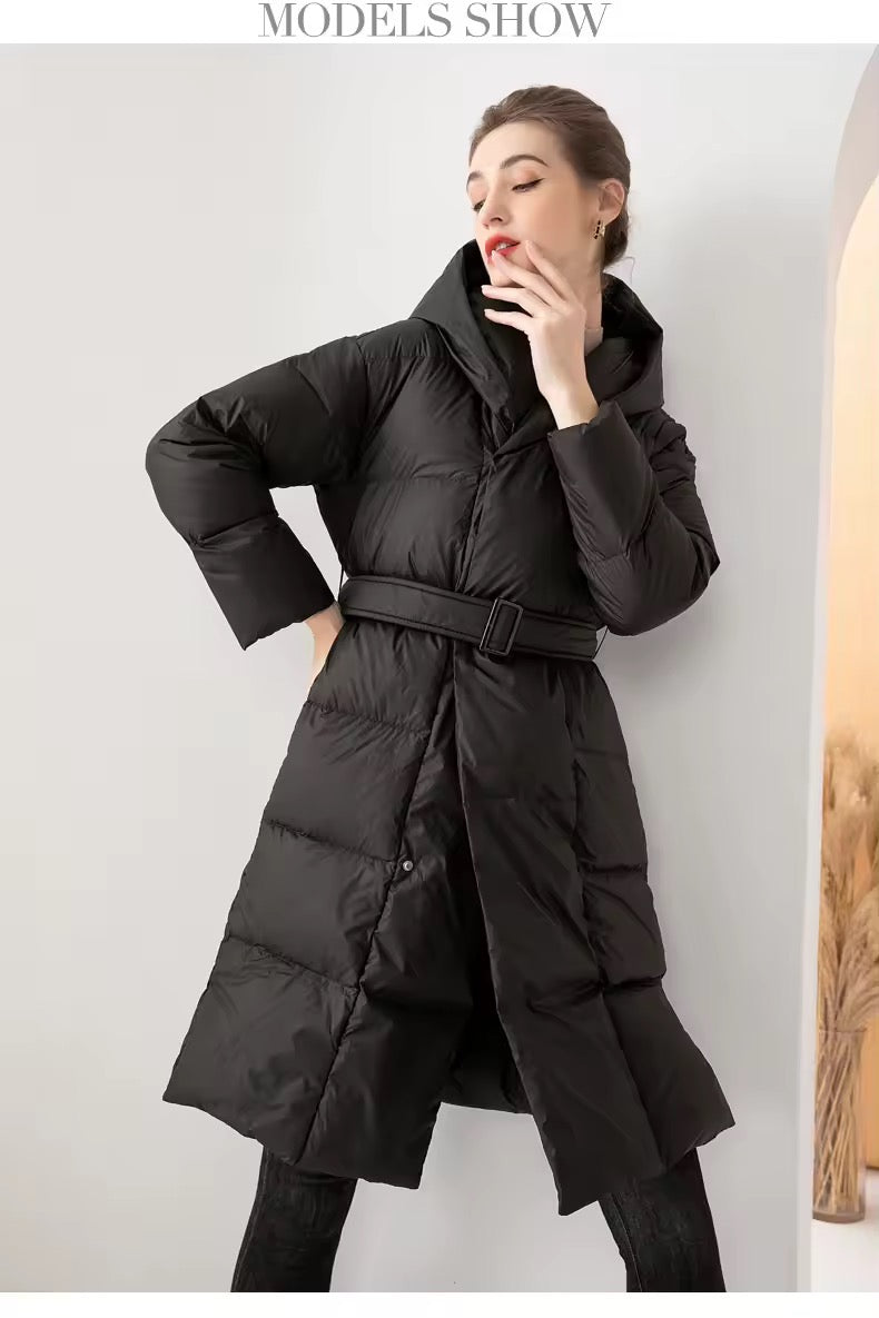 Amara long down jacket- black