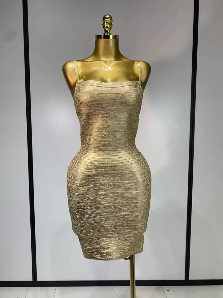 Marlena bandage dress- golden