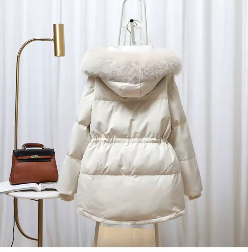 Dina down coat- fake fur beige