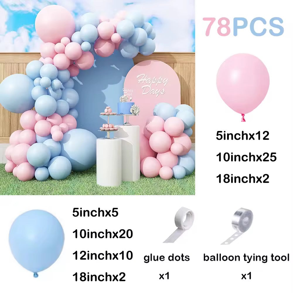 Balloon garland- baby blue/pink