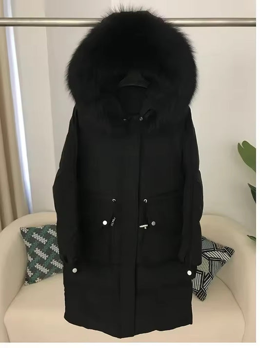 Dina long down coat- black