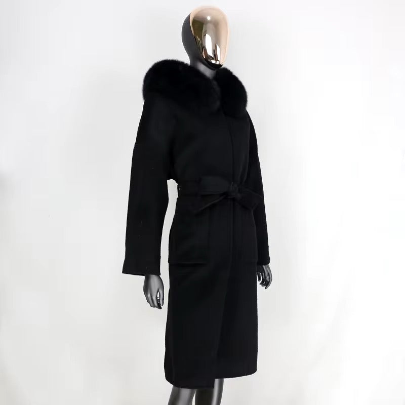 Noelia fur coat long- black