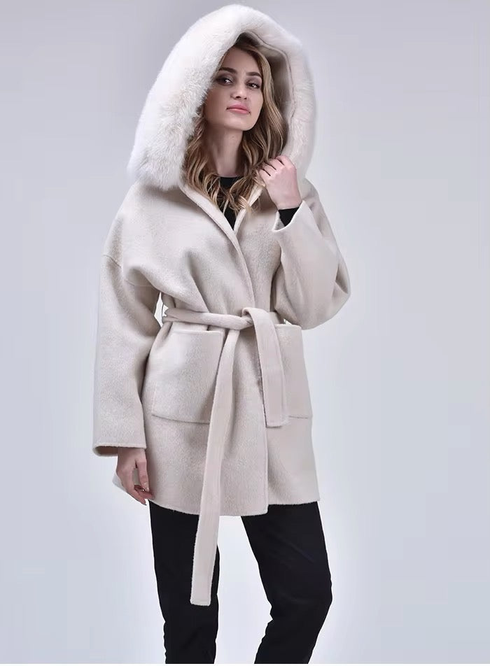 Noelia fur coat- beige