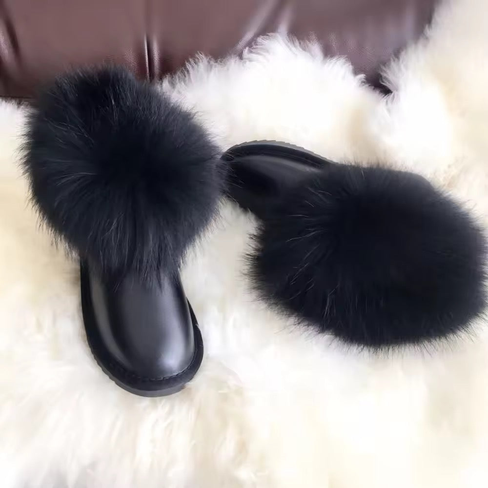 Johanna waterproof fur boots- black