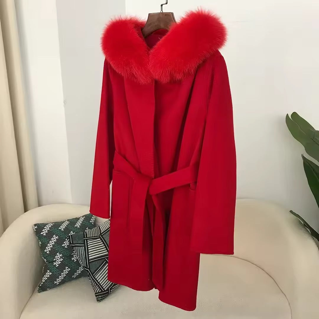 Noelia fur coat- red