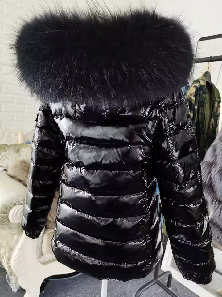 Gia short light down coat- black