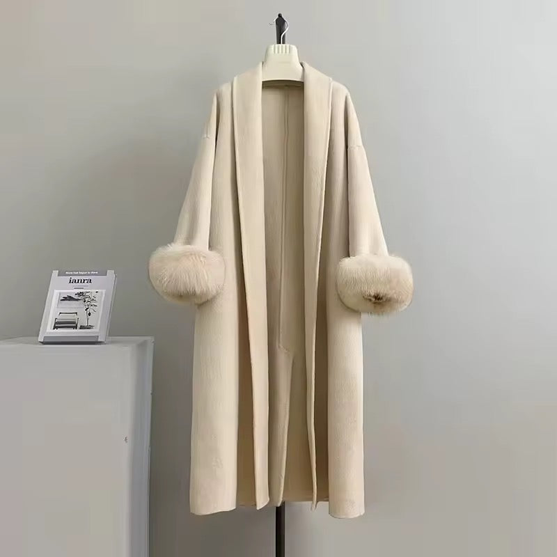 Betsy long fur coat- light beige