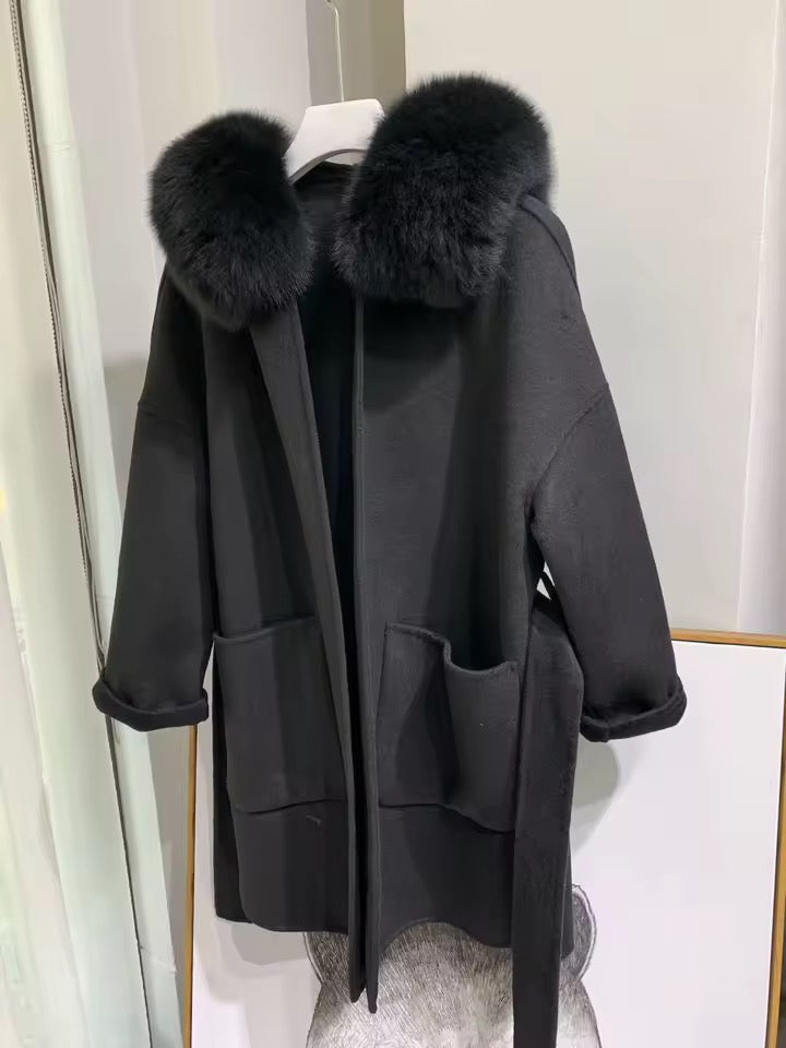 Noelia fur coat- black