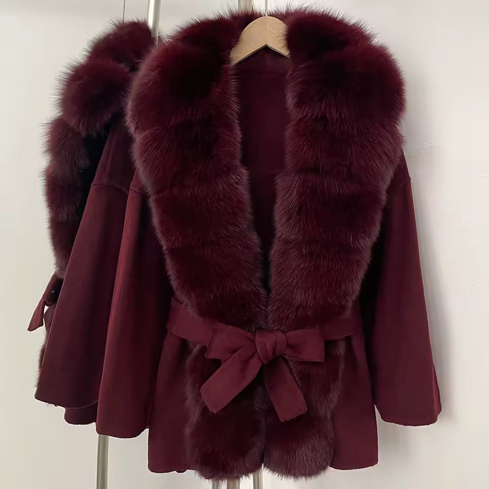 Aline fur coat- burgundy