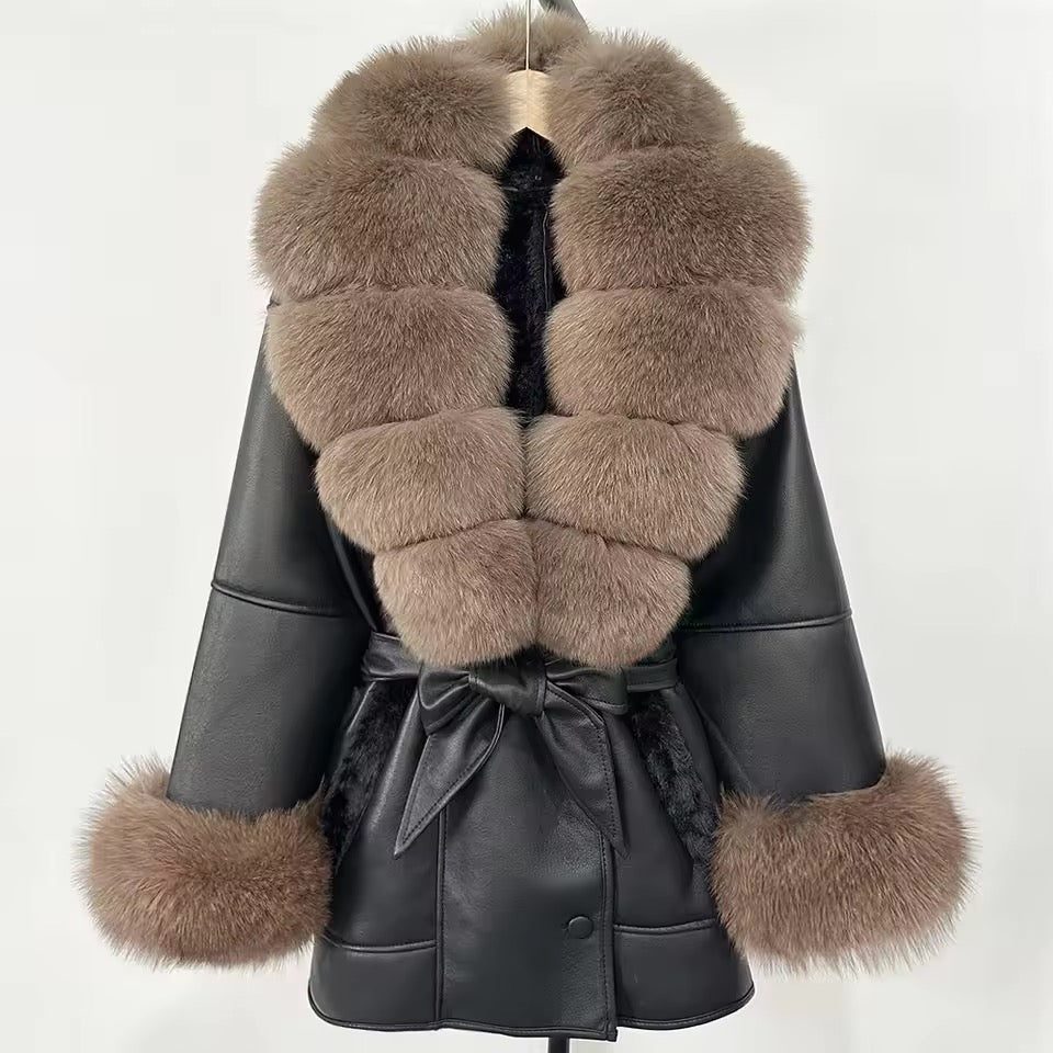 Jennie fur jacket- black/soft brown