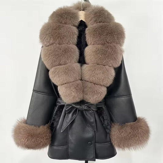 Jennie fur jacket- black/soft brown