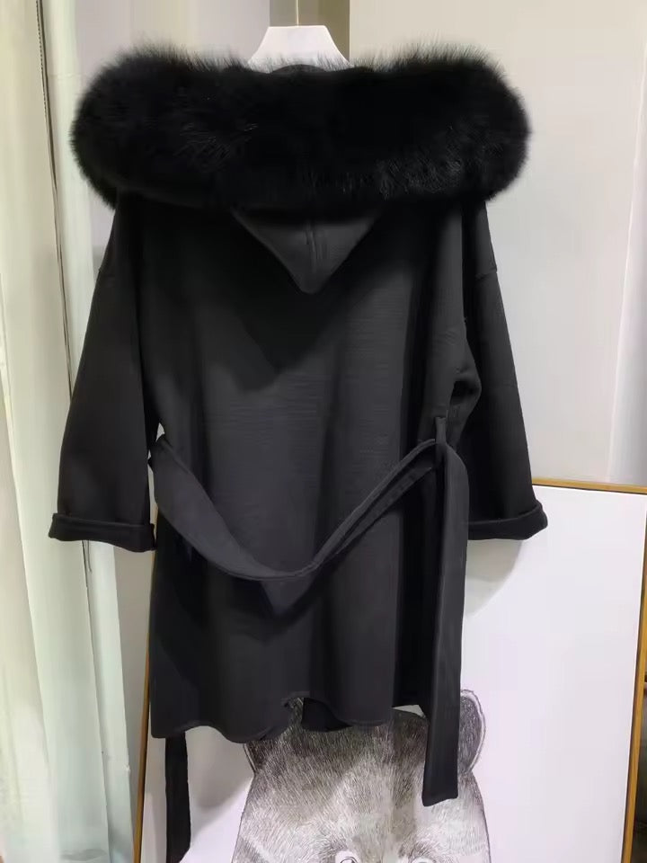 Noelia fur coat- black