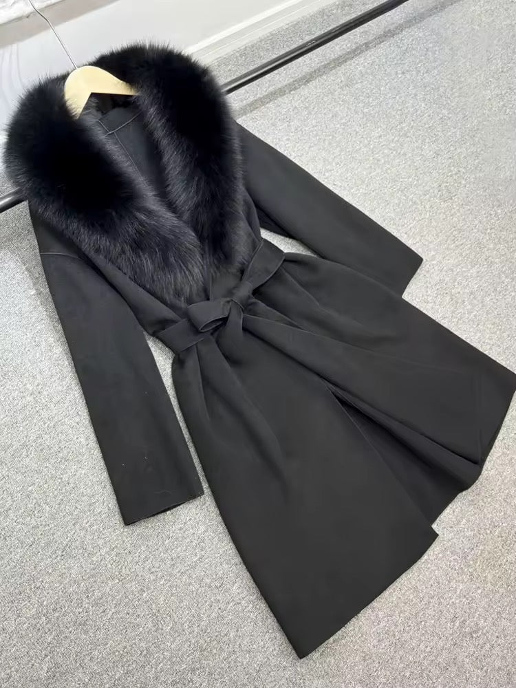 Danielle fur coat- black