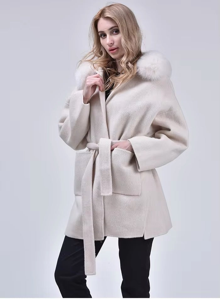 Noelia fur coat- beige