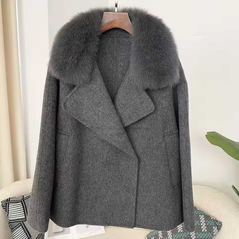 Ida wool fur jacket- grey