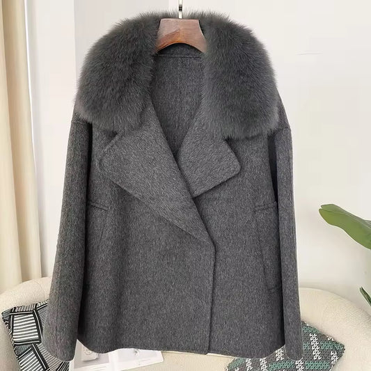 Ida wool fur jacket- grey