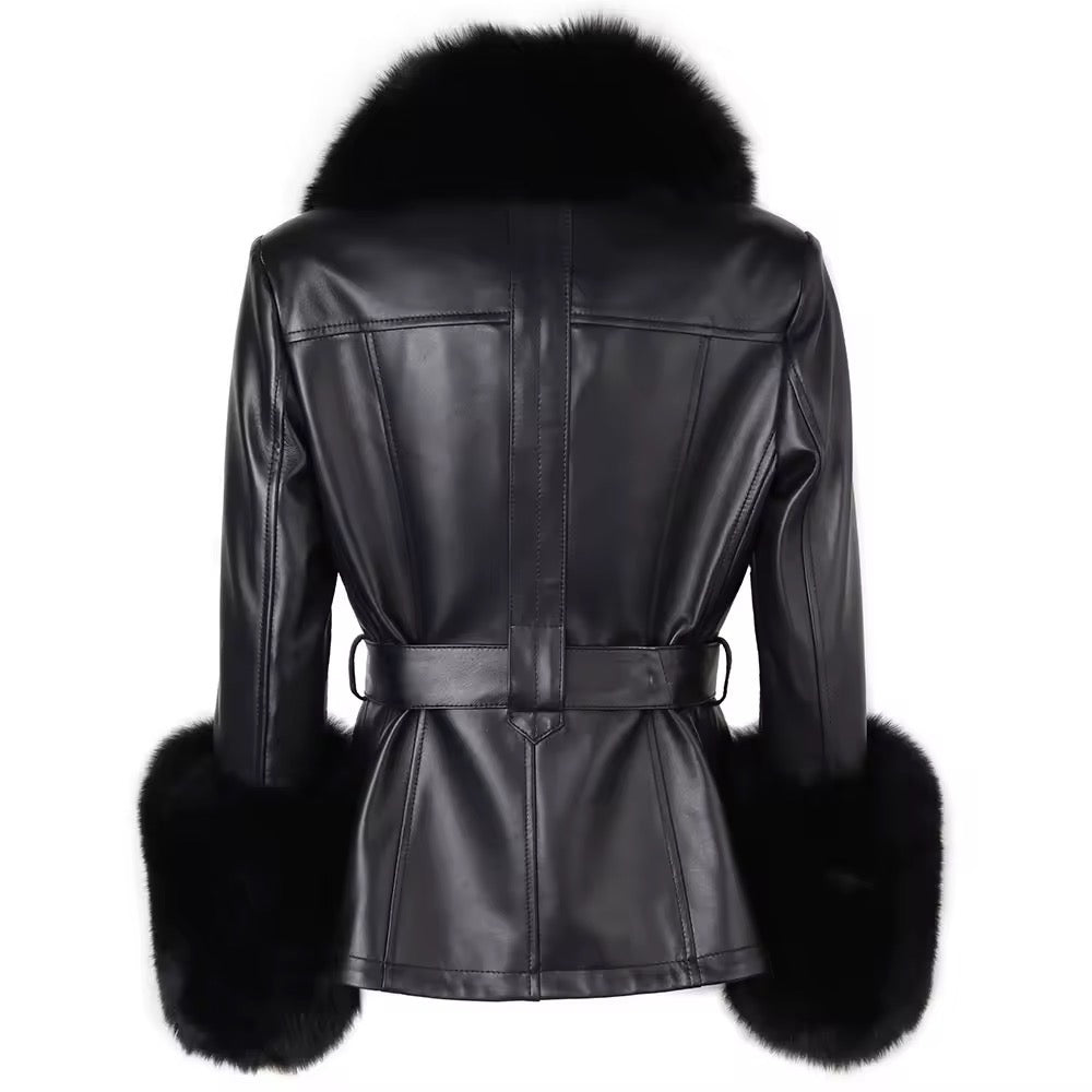 Laura leather coat- black