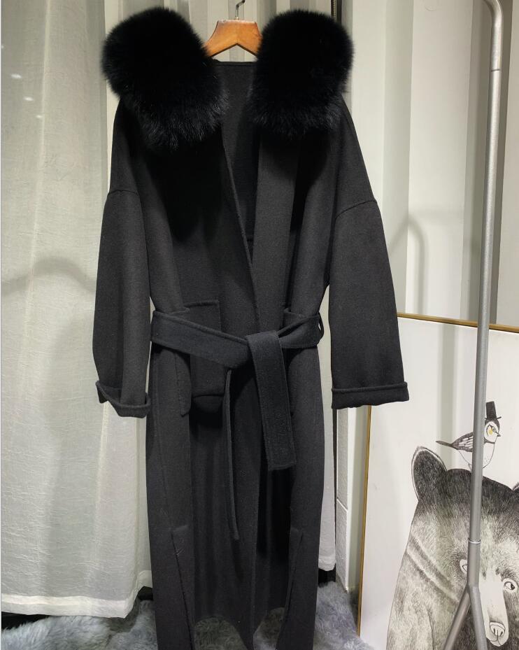 Noelia fur coat long- black