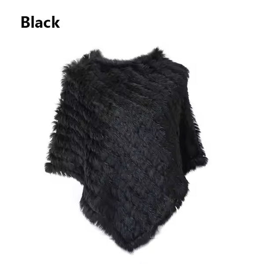 Leah fur poncho- black