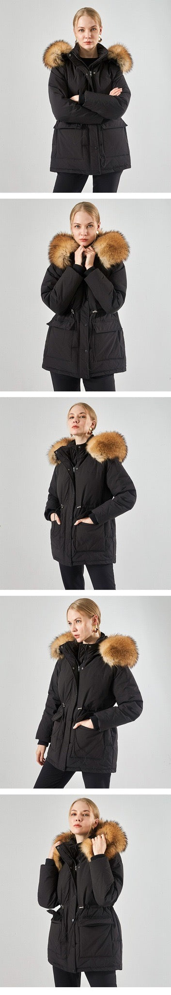 Dina down coat- black/brown