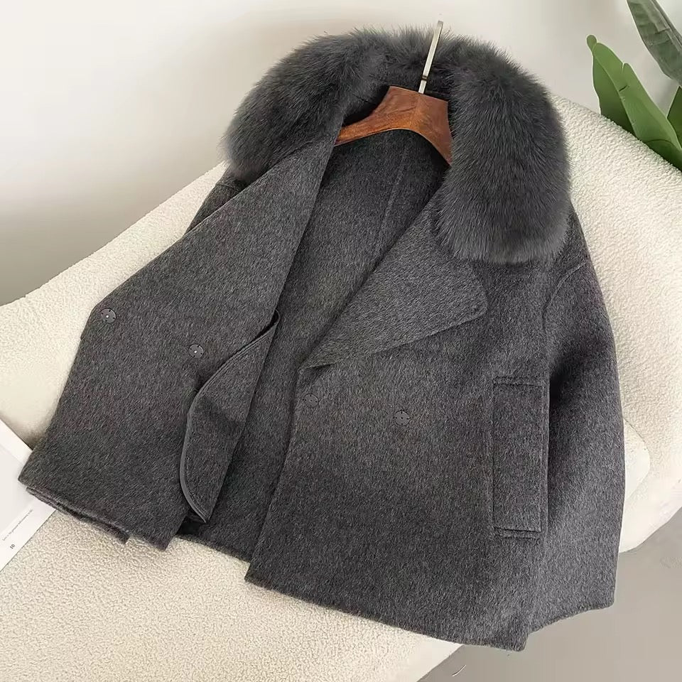 Ida wool fur jacket- grey