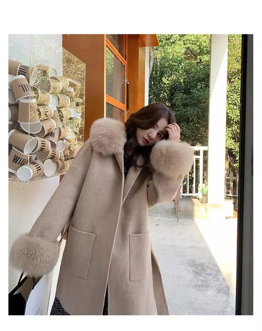 Noelia fur coat plus- deep beige