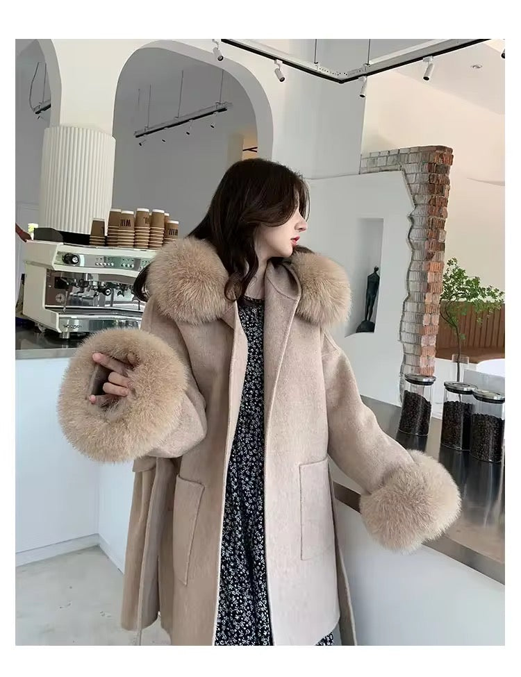 Noelia fur coat plus- deep beige