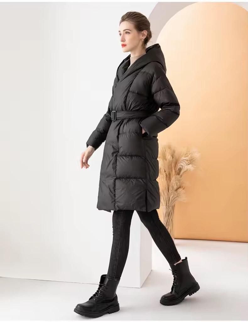Amara long down jacket- black