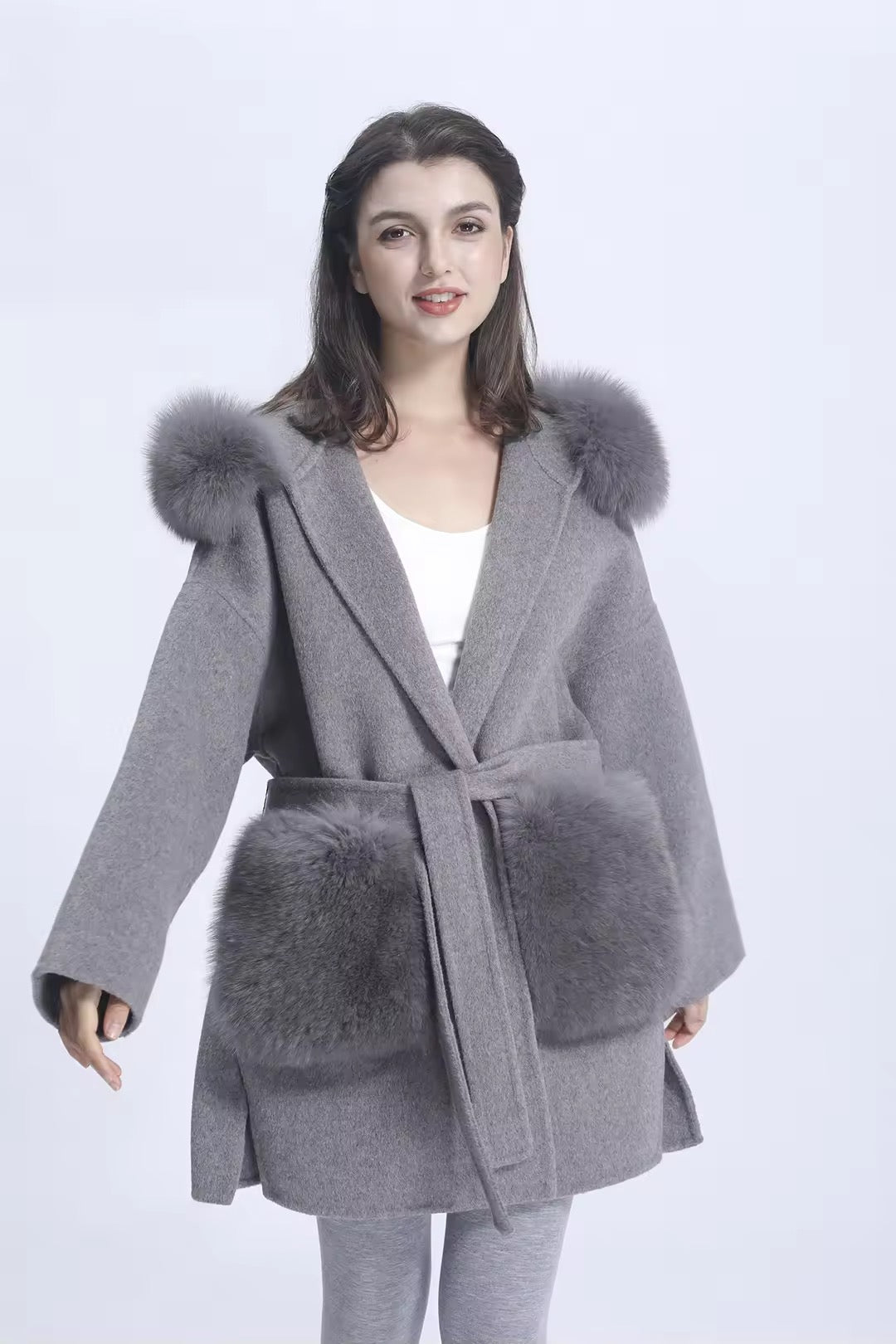 Noelia fur coat extra- grey