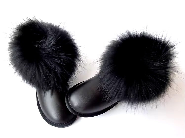 Johanna waterproof fur boots- black