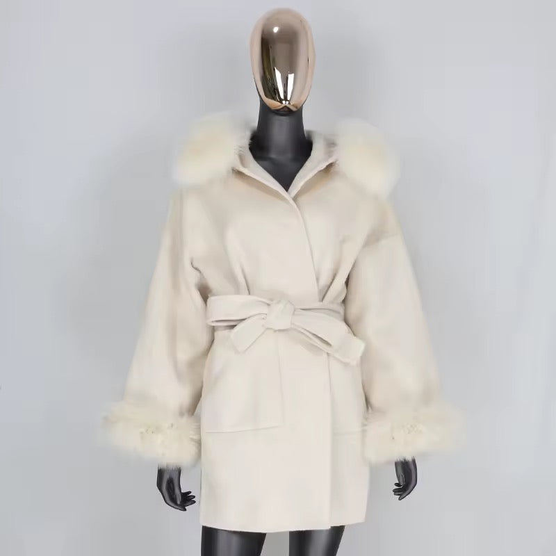 Noelia fur coat plus- light beige