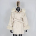 Noelia fur coat plus- light beige
